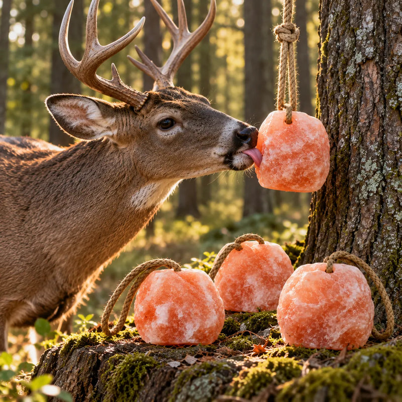 deer is licking salt block which is very small up to 1-2 lbs