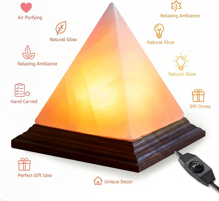 Natural Pink Salt Pyramid Lamp
