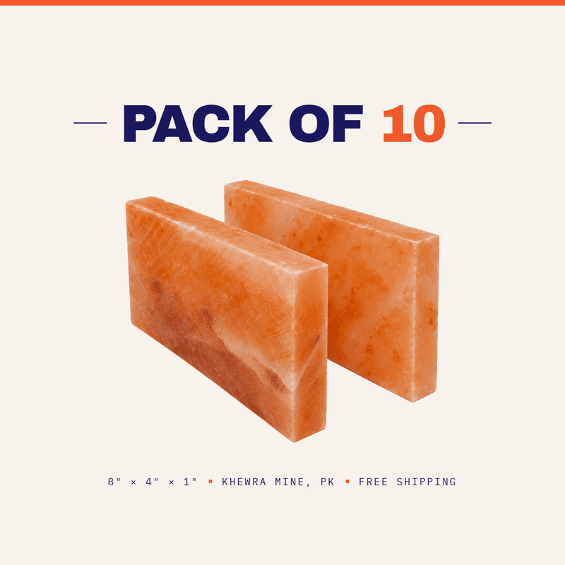 Himalayan Salt Tiles 8" x 4" x 1" - Pack 10