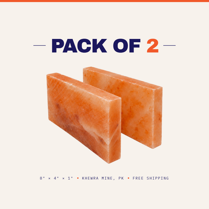 Himalayan Pink Salt Tiles 8" x 4" x 1" - Pack 2
