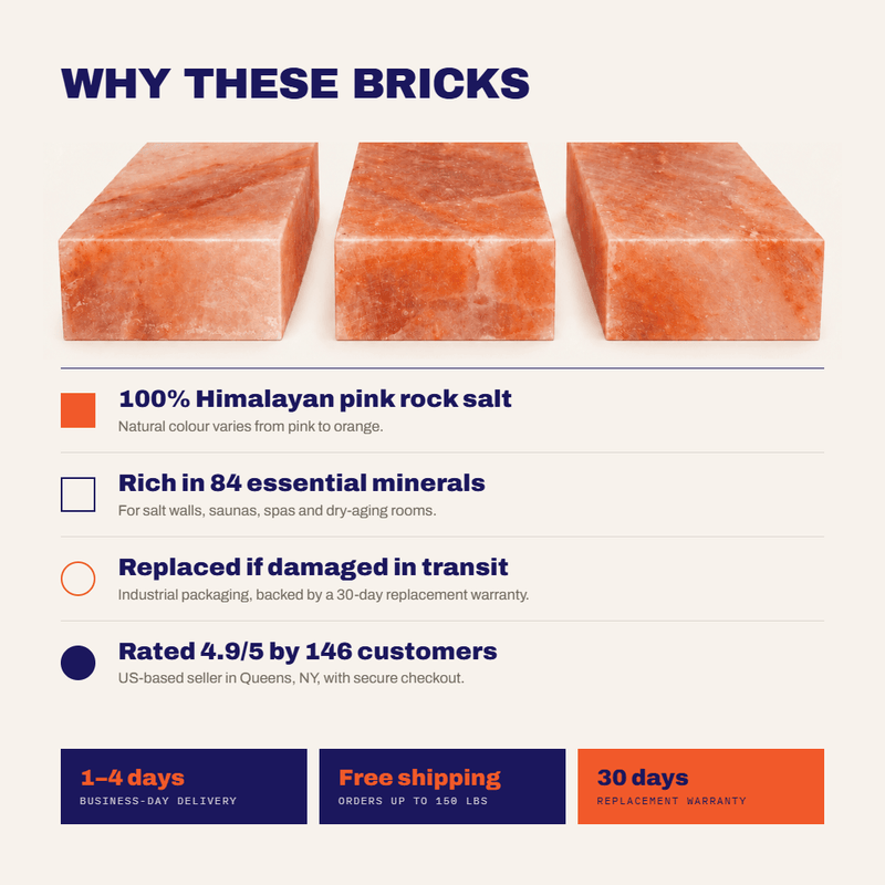 Himalayan Salt Bricks 8" x 4" x 2" - Pack 200