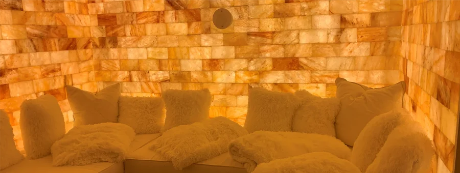 pink salt wall in a spa