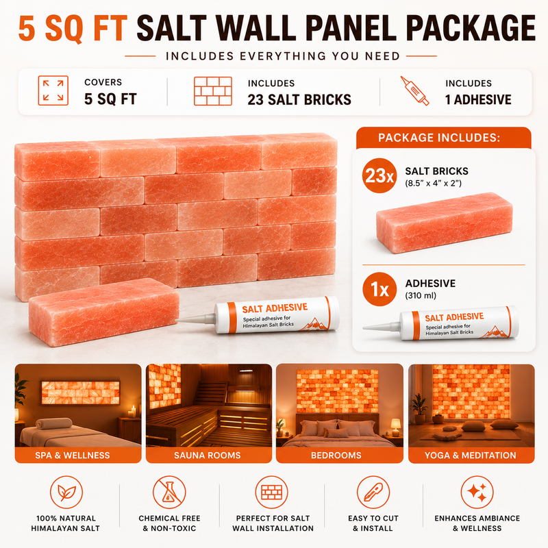 salt wall 5 sq ft  with salt bricks and adhesive - Himalayan Salterz