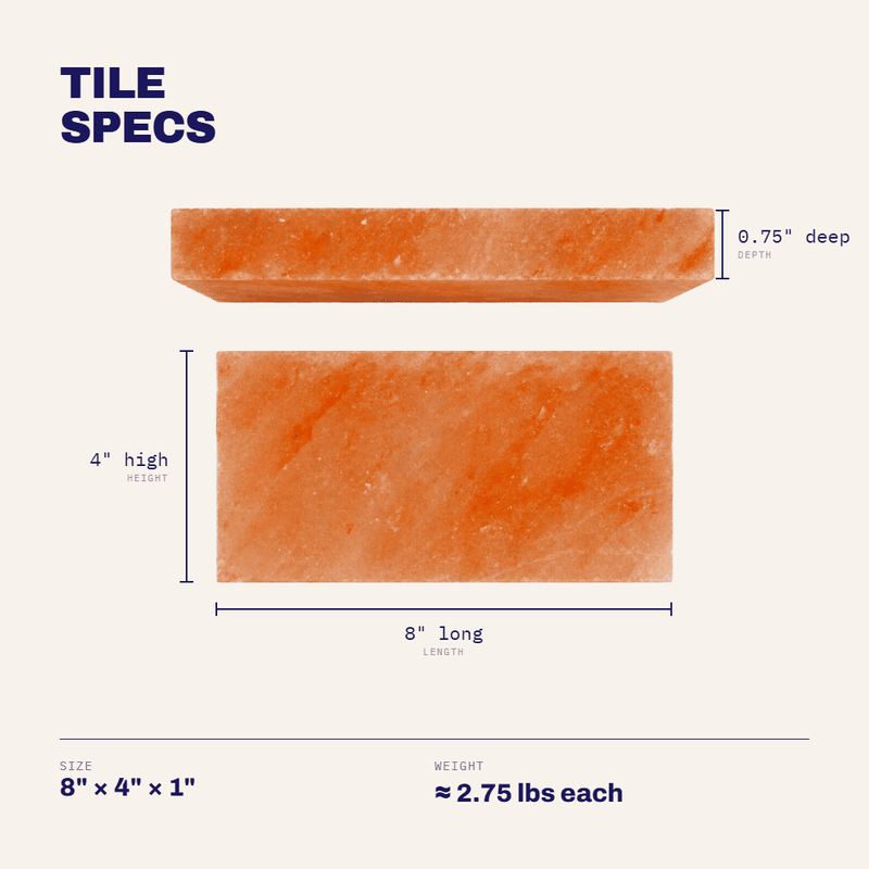 Himalayan Pink Salt Tiles 8" x 4" x 0.75"